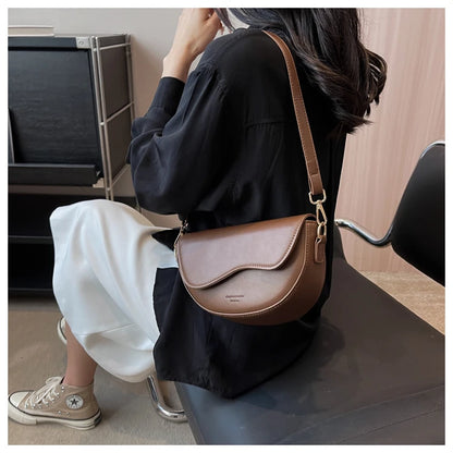 Small Leather Saddle Bag For Women Crossbody Vintage Style - Smarsty