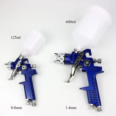 2 Pcs/Set HVLP Paint Sprayer Set, 0.8MM & 1.4MM Nozzle Professional Air Gravity Feed Spray Gun Kit for Car Furniture Painting