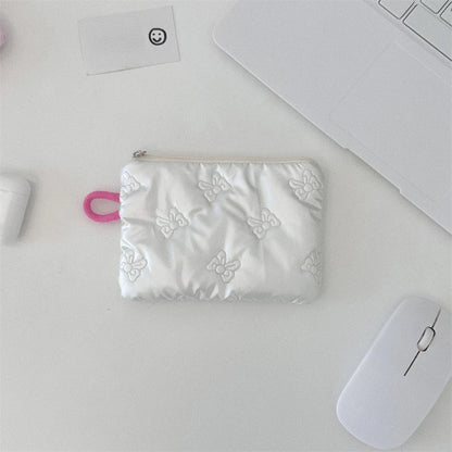 Silver Bow Coin Purse Zipper Wallet Organizer Cosmetic Bag - Smarsty