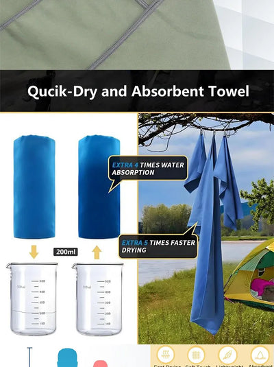 Quick-Drying Microfiber Camping Towel Super Absorbent Gym/Swimming Towel 40x80cm Lightweight Sports/Beach/ Travel Towels by Smarsty