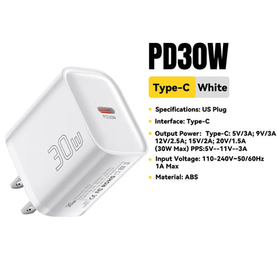 Essager Mini 30W Type C Charger PD QC3.0 Fast Type C Charger For iPhone 16 15 14 13 Pro Samsung S25 Xiaomi iPad Travel Adapter - Smarsty