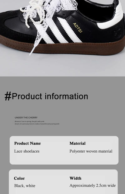 Fancy Lace Shoelaces for Women Casual Shoes 2.9CM Width Flat Shoelace for Sneakers Black White Shoe Laces Accessorices - Smarsty