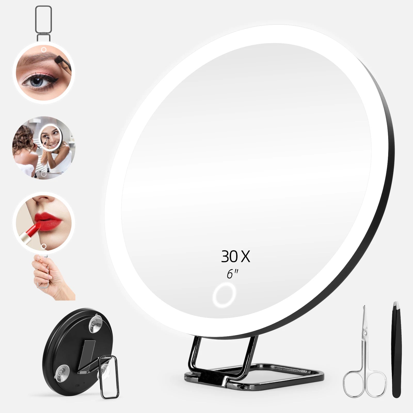 6 Inch Magnifying Mirror with Light for Travel - Smarsty