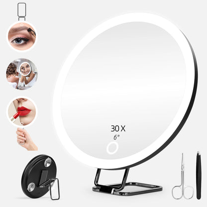 6 Inch Magnifying Mirror with Light for Travel - Smarsty