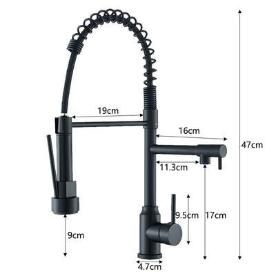Black Kitchen Sink Faucet With Dual Spout Rotation - Smarsty