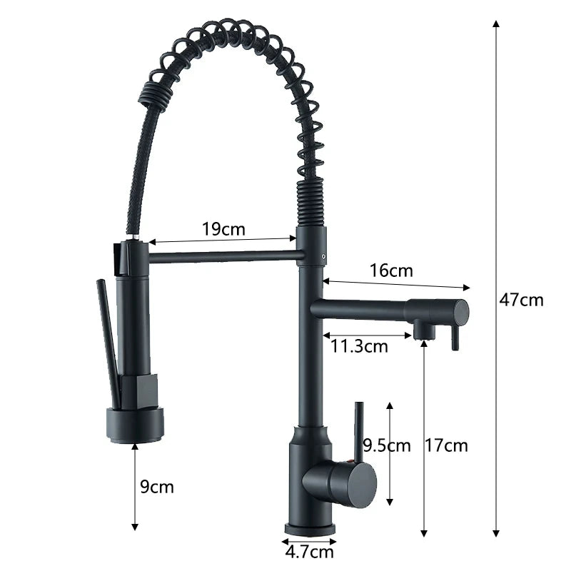 Black Kitchen Sink Faucet With Dual Spout Rotation - Smarsty