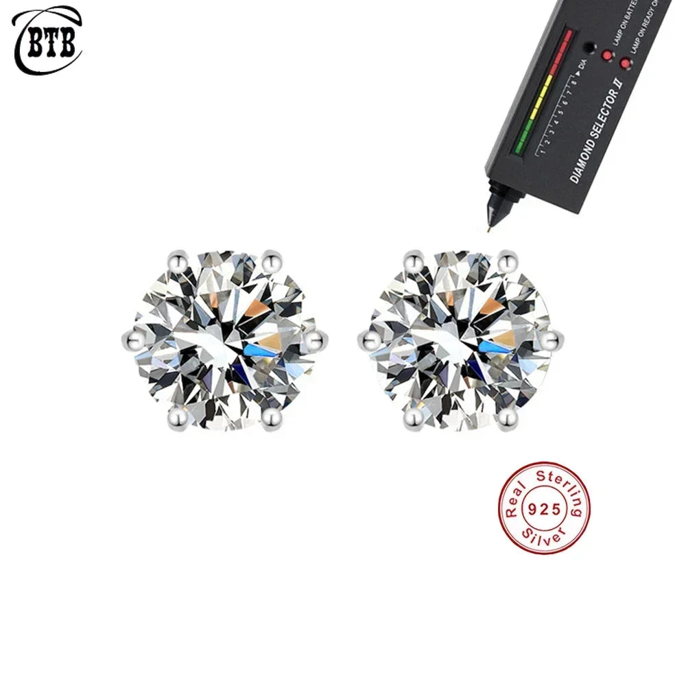 925 Sterling Silver Moissanite Stud Earrings GRA Certified - Smarsty
