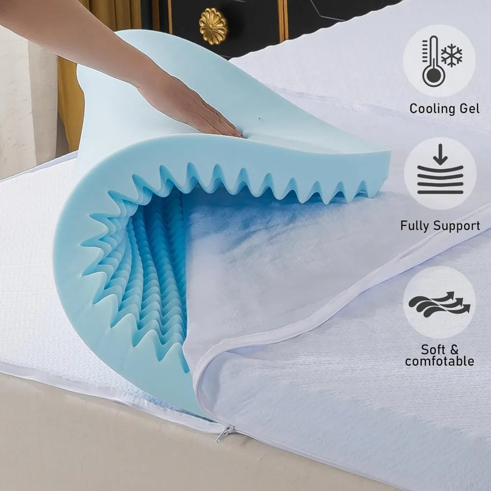 memory foam mattress topper for soft support and breathable cover, ideal for back pain relief