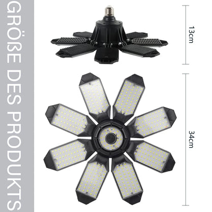 200W Powerful Garage Light LED Foldable LED Bulbs E27 Adjustable Multi Panel Ceiling Lamp For Workshop Warehouse Lighting