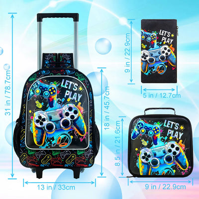 Rolling Backpack For Boys With Lunch Bag And Wheels - Smarsty