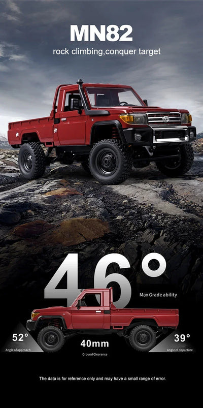 MN82 4WD RC Off-road Vehicle 1/12 LC79 Pickup Climbing Car with LED Lights Full Size Simulation RC Climbing Car Boy Toy Car - Smarsty