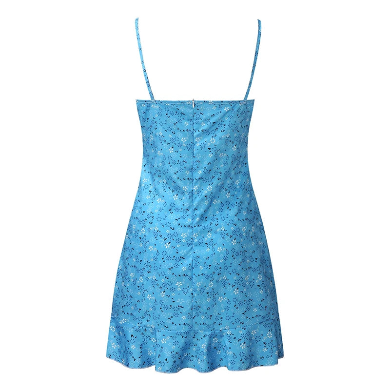 Women's Sexy Casual Home Small Floral Camisole Dress Summer Comfortable Skirt - Smarsty