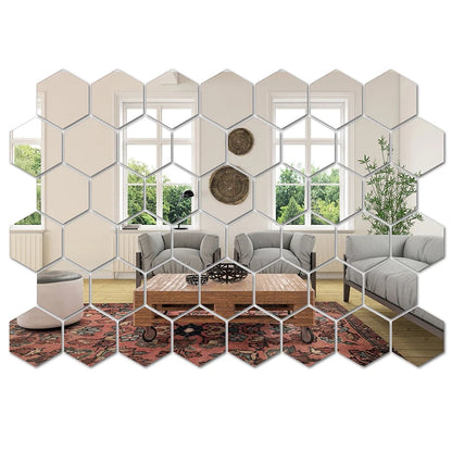 45pcs Hexagon Mirror Wall Stickers for Modern Decor - Smarsty