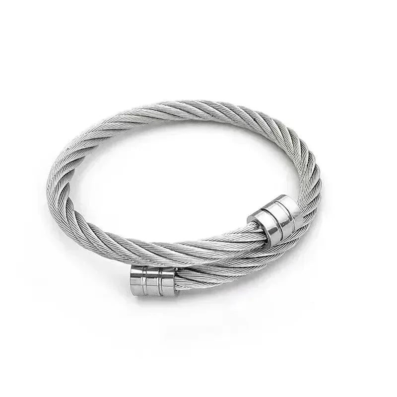 Twisted Stainless Steel Cuff Bracelet Durable Fashion Jewelry - Smarsty