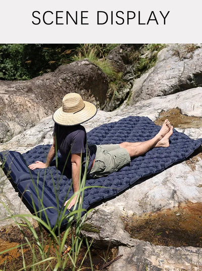 Outdoor Camping Double Inflatable Mattress Extra Wide Sleeping Pad Ultralight Folding Bed Sleeping Mat Car Travel Mat by Smarsty