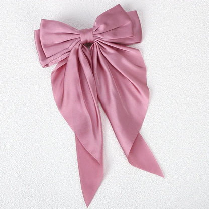 Girls Elegant Big Bow Satin Hair Clip Accessory - Smarsty
