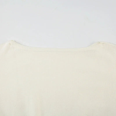 Solid Off-Shoulder Sweater Loose Slash Neck Long Sleeve Knitted Pullovers Women Autumn Winter Fashion Casual Lady - Smarsty