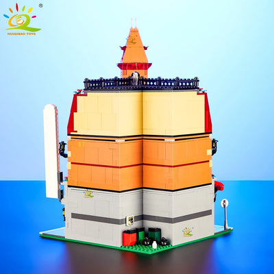 HUIQIBAO Toys MOC City Corner Coffee Shop Architecture Style Street View Micro Building Blocks for Children Construction Bricks - Smarsty