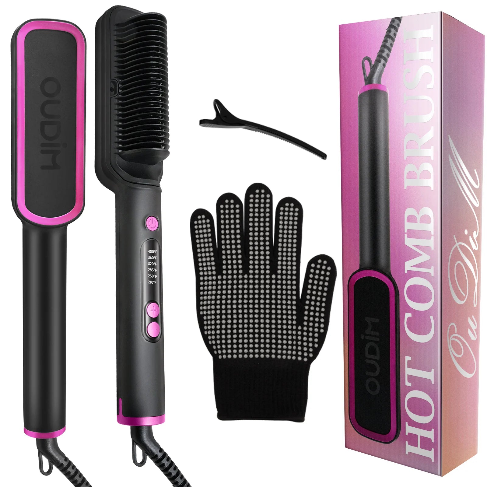 OUDIM Ionic Hair Straightener Brush with Six Temperature Settings - Smarsty