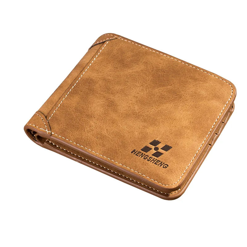New Men Wallets Credit Card/ID Holder Vintage Brand Male Wallet High Quality PU Leather Photo Holder Foldable Short Men Purse - Smarsty