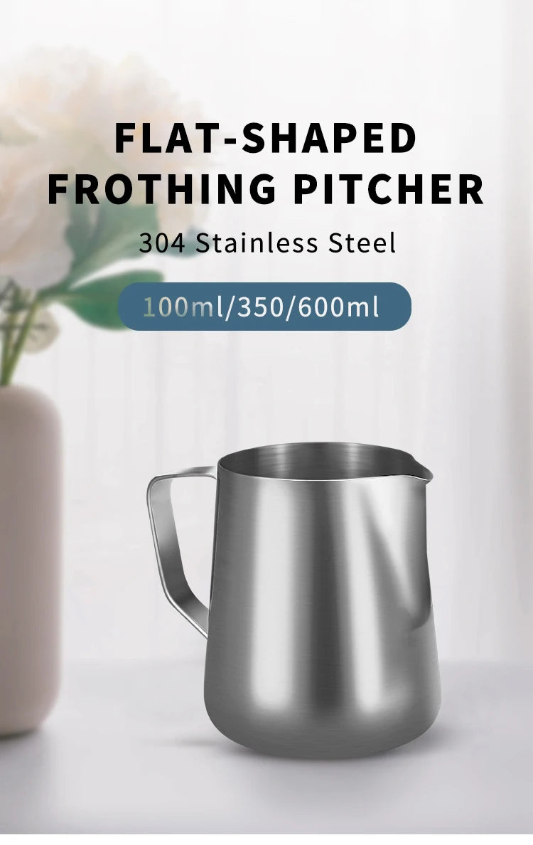 Milk Frother Jug Stainless Steel Container 100ML 350ML 600ML Frothing Pitcher Coffee Cups Latte Barista Espresso Maker Accessory - Smarsty