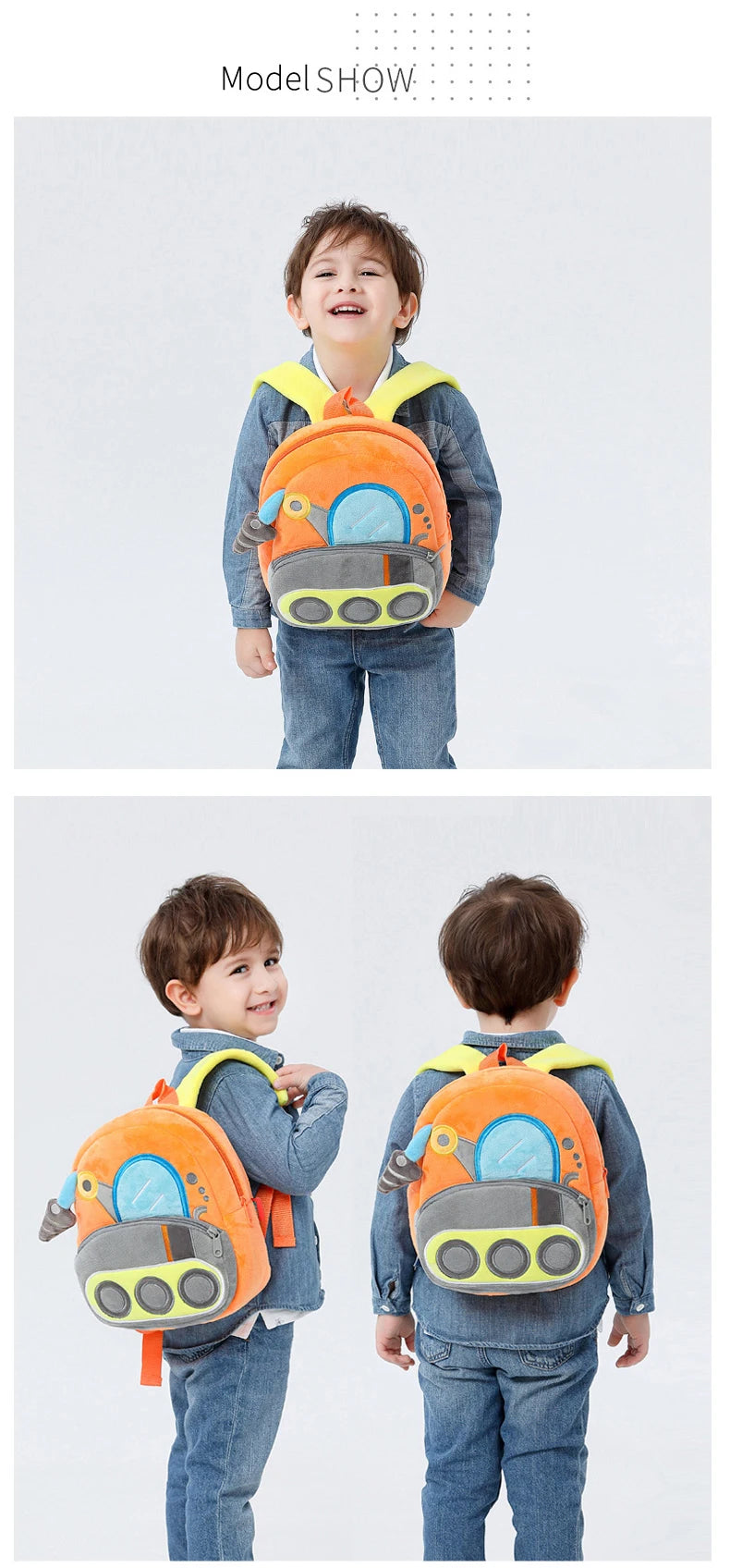 Plush Excavator Kids Backpack For Small School Bags - Smarsty