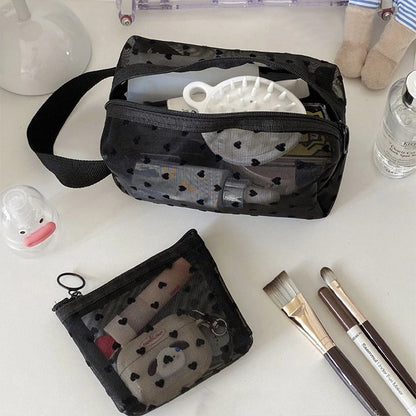 Transparent Mesh Makeup Bag with Lipstick Organizer - Smarsty