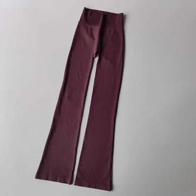 High Waisted Compression Without Awkward Lines Micro Flared Yoga Outdoor Wear Seamless Elastic Fitness Pants Lifting Leggings - Smarsty