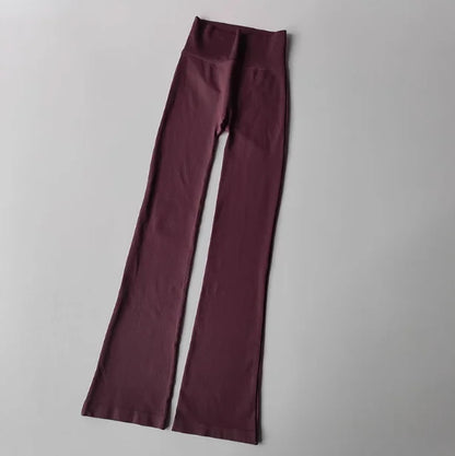 High Waisted Compression Without Awkward Lines Micro Flared Yoga Outdoor Wear Seamless Elastic Fitness Pants Lifting Leggings - Smarsty
