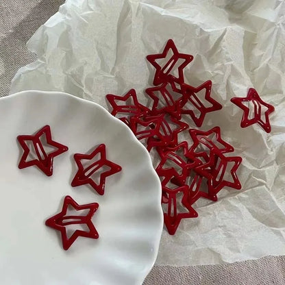 Red Star Snap Clips for Girls Stylish Hair Accessories - Smarsty