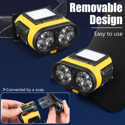 LED Headlamp Smart Sensor Cap Clip Light TPYE-C Rechargeable Flashlight With Power Display Riding Fishing Camping Outdoor Torch by Smarsty