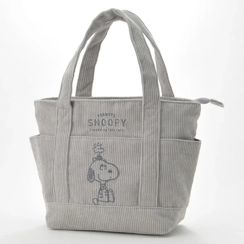 Disney Snoopy Corduroy Tote Bag Large Capacity Shoulder Bag - Smarsty