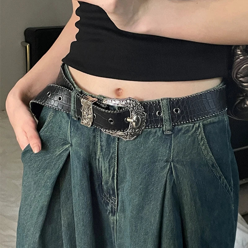 Unisex Goth Y2k Designer Jeans Belt High Quality - Smarsty