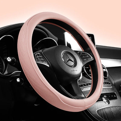 Napa Leather Perforated Patchwork Car Steering Wheel Cover, Non-slip, Breathable, Universal 15 Inch (Approx. 38cm) - Smarsty