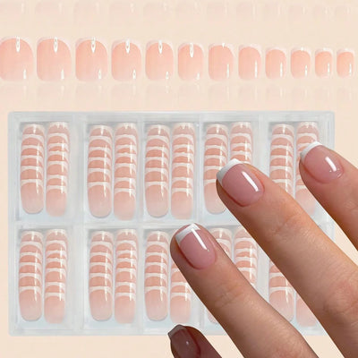 120pcs White French Fake Nails for Chic Style - Smarsty