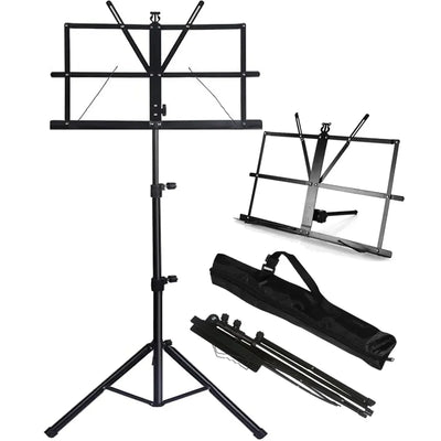 Music Stand 2 in 1 Dual Use Folding Sheet Music Stand Desktop Book Stand Portable and Lightweight - Smarsty