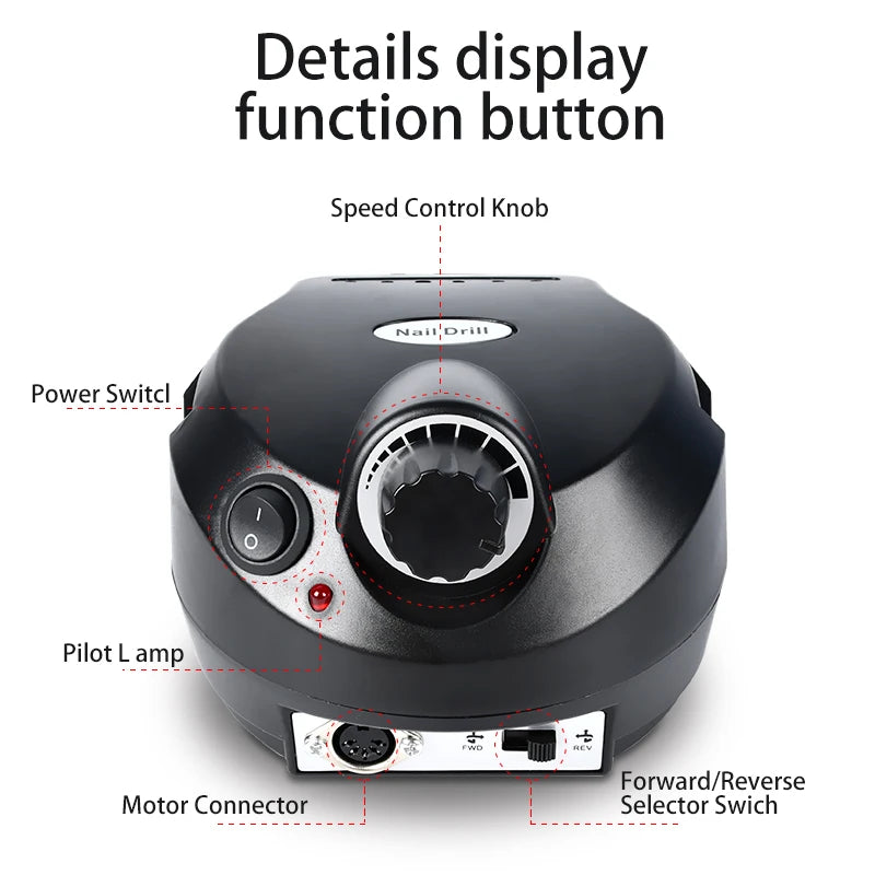 Professional Electric Nail Drill 35000RPM Portable Manicure Machine - Smarsty