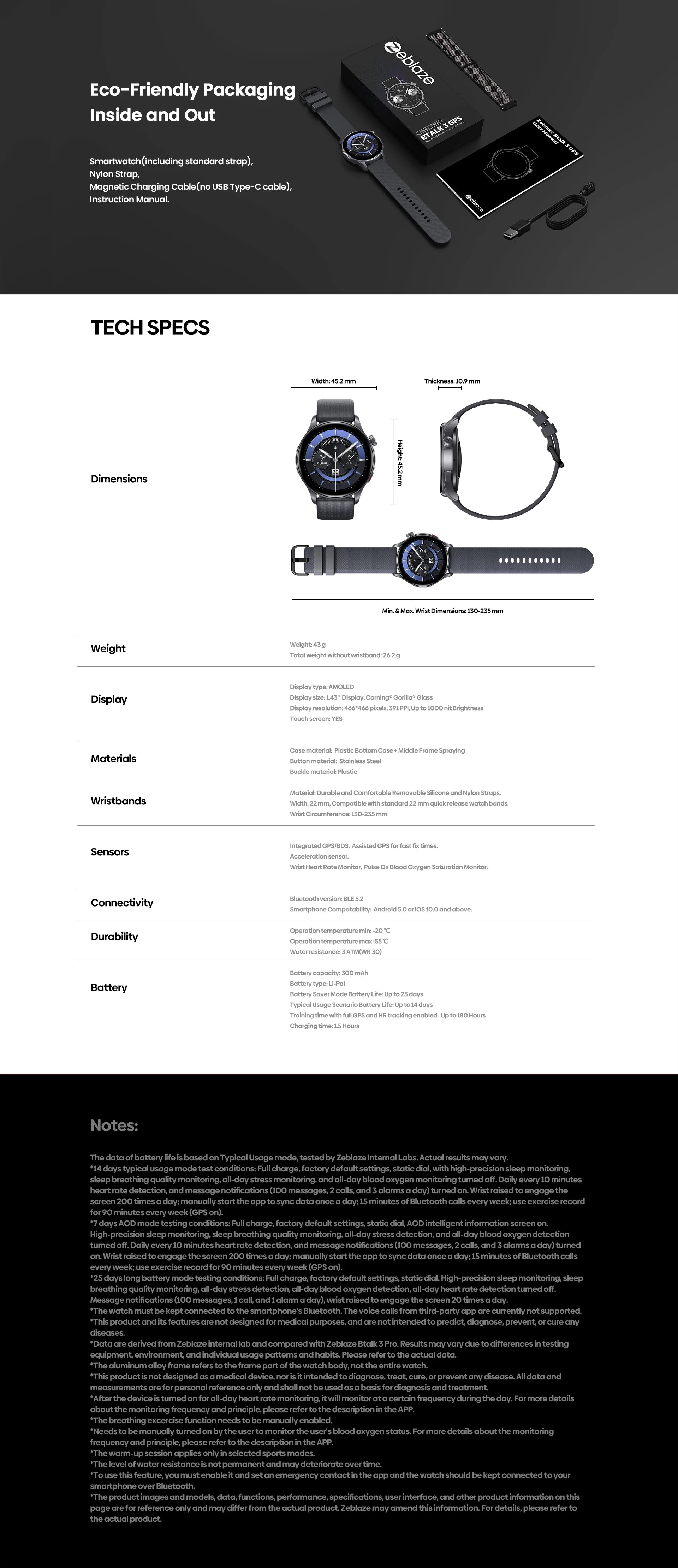 Zeblaze Btalk 3 GPS Smartwatch with AMOLED Screen - Smarsty