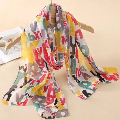 Women Print Chiffon Scarf Lightweight Sunscreen Shawl Wrap - Smarsty