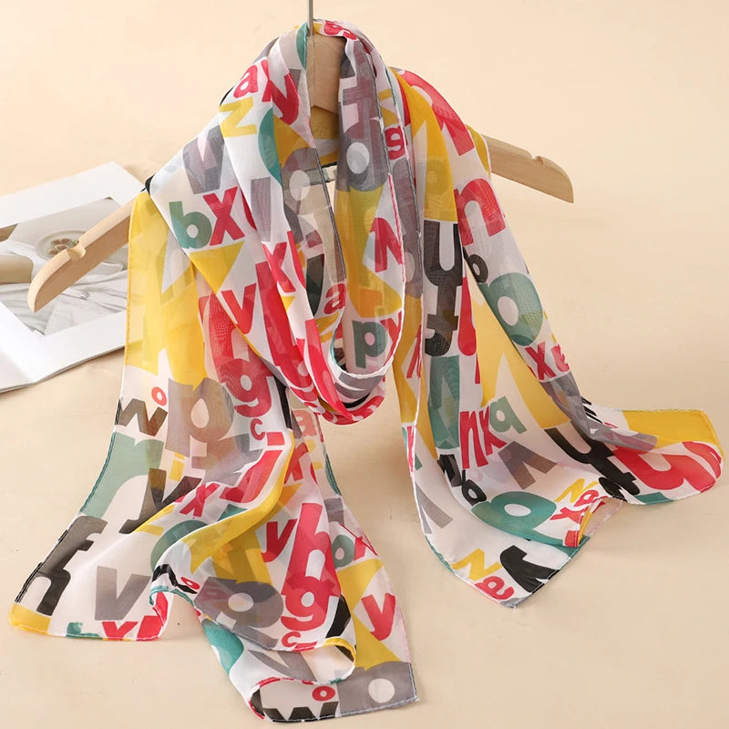 Women Print Chiffon Scarf Lightweight Sunscreen Shawl Wrap - Smarsty