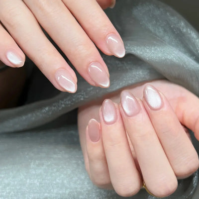 24 Pcs Metallic Cat Eye French Press On Nails - Smarsty