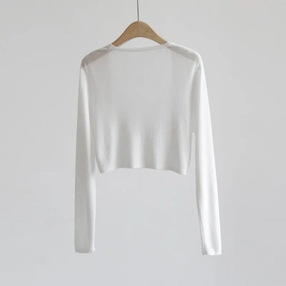 Sun Protection Knit Cardigan Women's Thin Coat Ice Silk Outerwear Cover-up Shawl Air Conditioning Shirt Summer