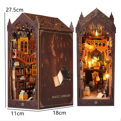 DIY Book Nook Kit 3D Miniature Wooden Doll House Photo Frame Ornament Bookshelf Insert Retro Booknook Decor For Birthday Gifts by Smarsty