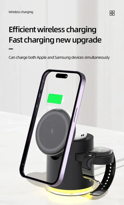 Qi2 3 In 1 Wireless Charger Station With Night Lamp - Smarsty