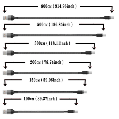 USB TYPE C Fast Charge Cable Android Micro USB line USB to LIGHTNING Extend Charging Cable for iPhone 14 Xiaomi OnePlus Samsung - Smarsty