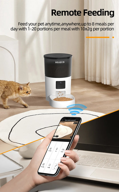 ROJECO 3L Automatic Pet Feeder With Remote Control - Smarsty