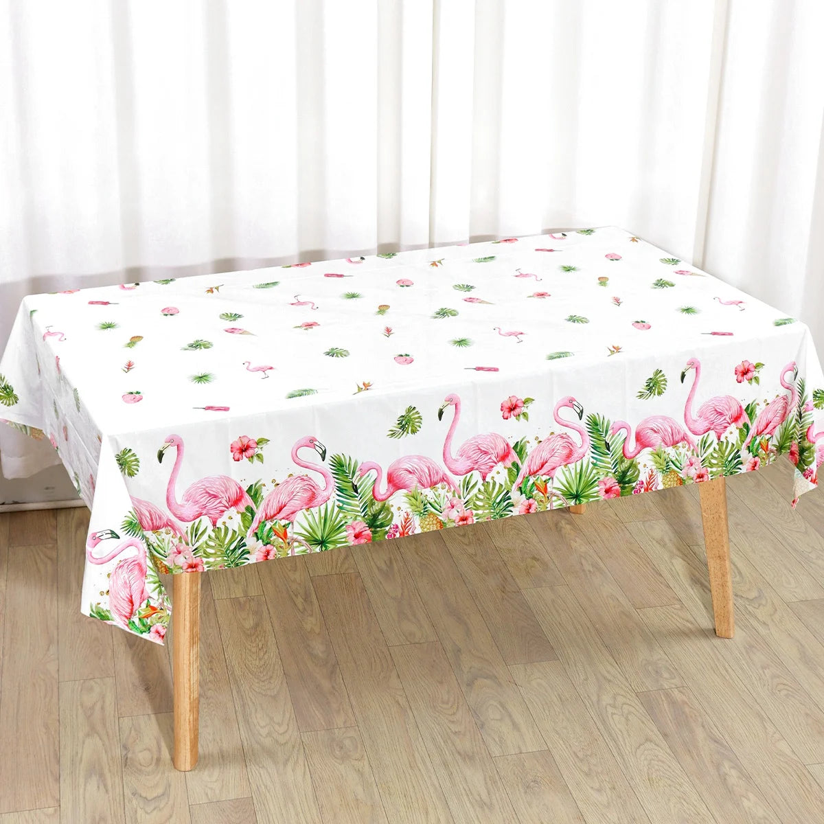 Hawaiian Flamingo Flower Table Cover for Summer Parties - Smarsty