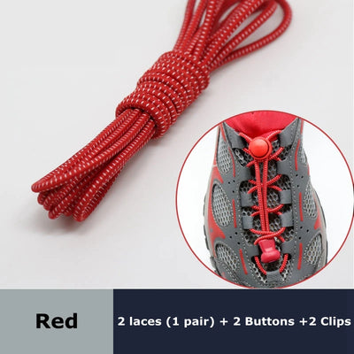 Round Elastic Shoelaces Suitable For Various Shoe Accessories No Tie Shoelace Fixed Stretching Locking Lazy laces 1 Pair - Smarsty