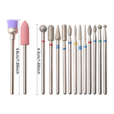 14pcs/set Nail Drill Machine Bit Nail Gel Removal Polishing Tools Pedicure Manicure Rotary Grinding  Buffer Polisher - Smarsty
