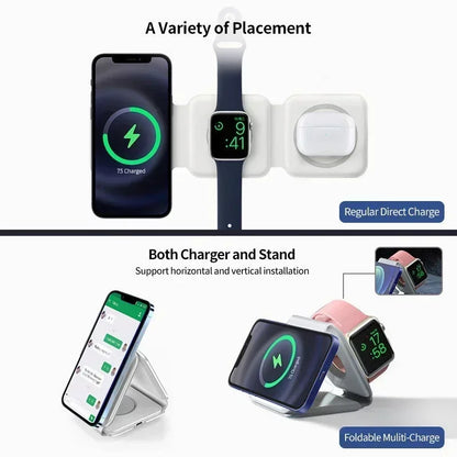 3 In 1 Wireless Charging Pad Foldable Desktop Charger - Smarsty